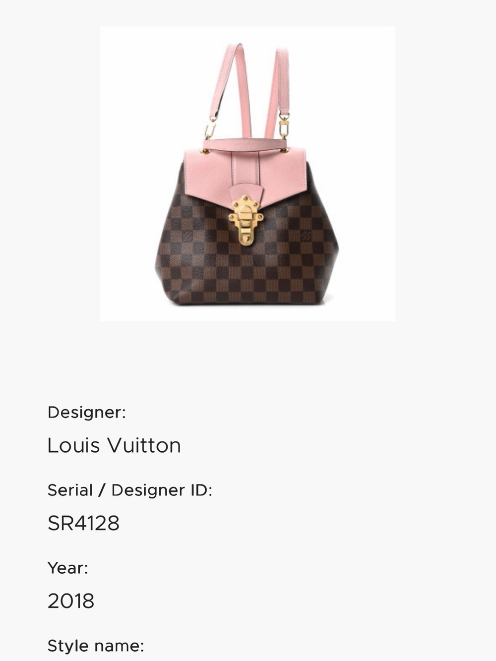Louis Vuitton Damier EbeneClapton Backpack Magnolia